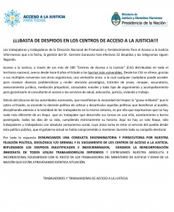 BASTA DE DESPIDOS EN LOS CENTROS DE ACCESO A LA JUSTICIA (1)