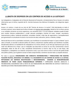 BASTA DE DESPIDOS EN LOS CENTROS DE ACCESO A LA JUSTICIA (1)